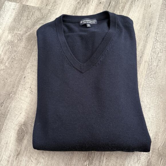 Hart Schaffner Marx Sweater Mens 2XLT Big Tall Navy Blue Extra Fine Merino Wool - Picture 7 of 7